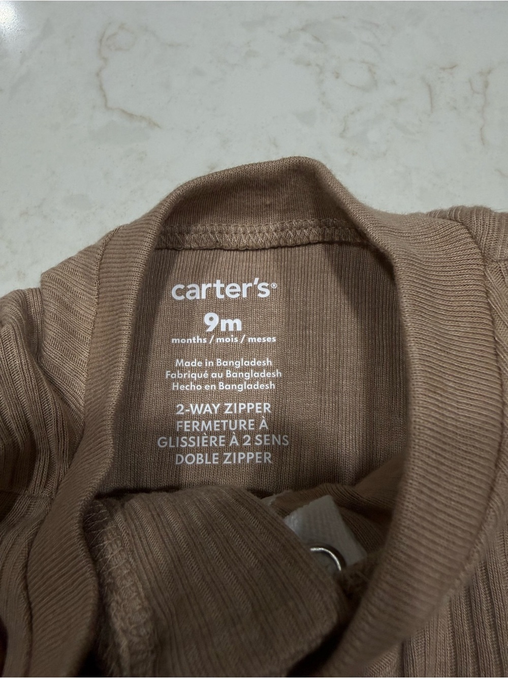 Carter's Brown Ribbed Footed One-Piece - Picture 2 of 4